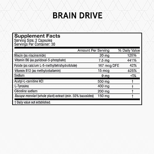 Momentous Brain Drive Nootropic Supplement - Brain Supplement for Memory & Focus Support - NSF Certified for Sport - GMO- & Gluten-Free - 30 Servings Momentous buy supplements canada