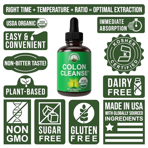 USDA Organic Colon Cleanse Liquid Drops. Vegan, Kosher Colon Cleanser & Detox Supplement Peak Performance buy supplements canada