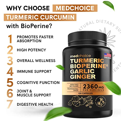 4-in-1 Turmeric and Garlic Supplements with Bioperine 2360 mg (240 ct) Turmeric Ginger MEDCHOICE buy supplements canada