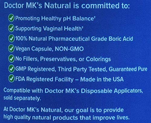 doctor MK's NATURAL Boric Acid Suppossitories (600mg) with Individually Wrapped Applicators doctor MK's NATURAL buy supplements canada