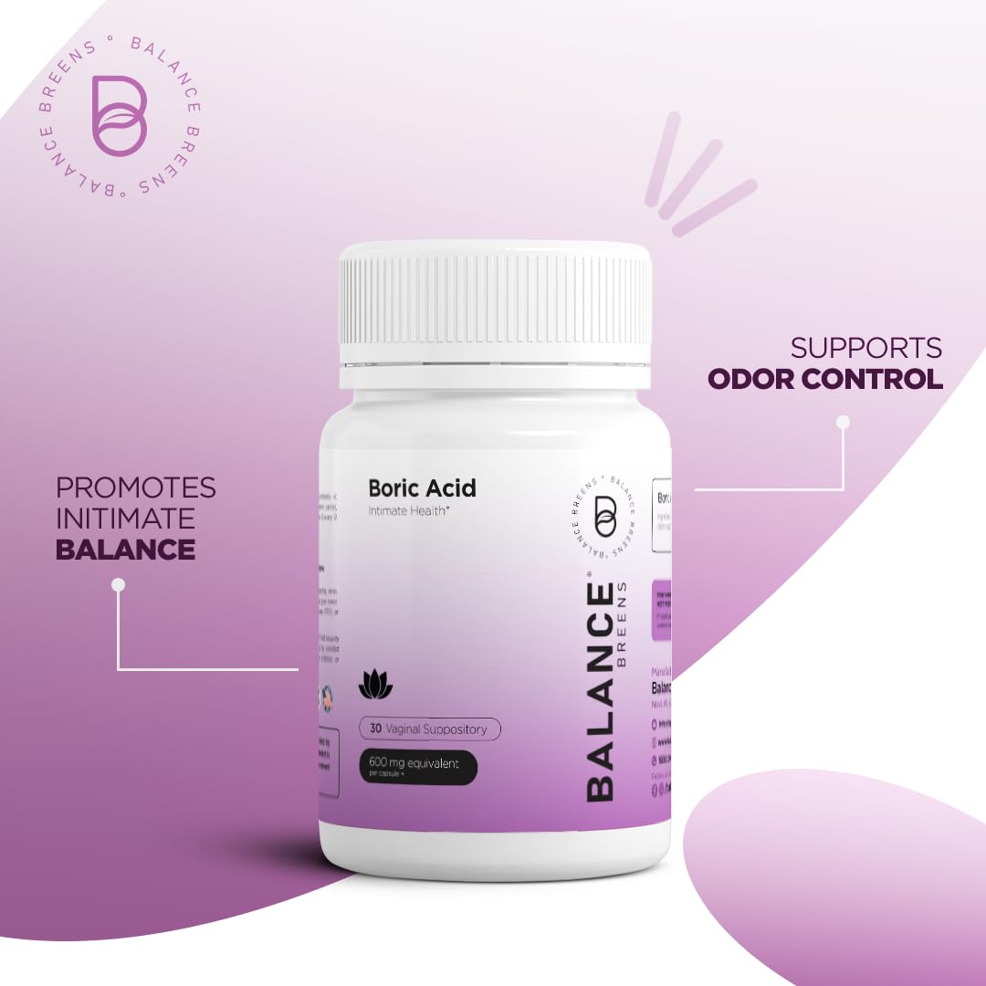 Boric Acid Suppositories for Women 600 mg - 30 Vaginal Use Capsules - ph Balance Pills, Odor Control Balancebreens buy supplements canada
