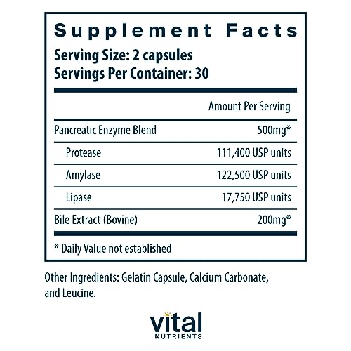 Vital Nutrients Pancreatin and Ox Bile Extract | Natural Digestive Enzyme Vital Nutrients buy supplements canada