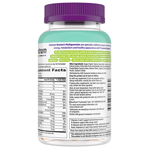 Centrum Women’s Multivitamin Gummies, Immune, Energy, Healthy Appearance Support, 100 Count, 50 Day Supply Centrum buy supplements canada