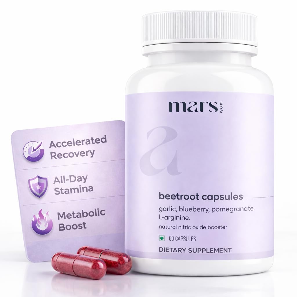 MarsbyGHC Natural Beetroot Capsules | with Garlic, Blueberry, Pomegranate & L-Arginine | Plant-Based Supplement | Pack of 1 mars by GHC buy supplements canada