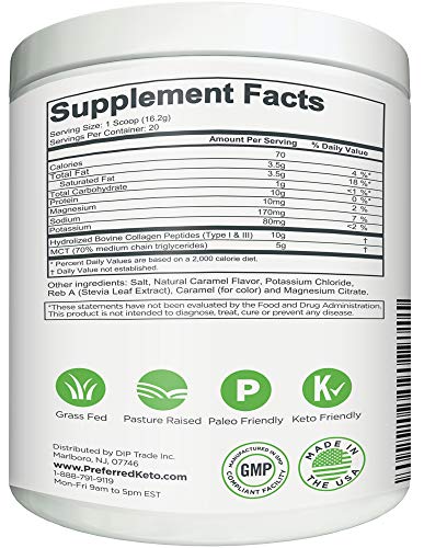 Keto Collagen Protein Powder with MCT Oil – Keto and Paleo Friendly Pure Grass Fed Preferred Elements buy supplements canada