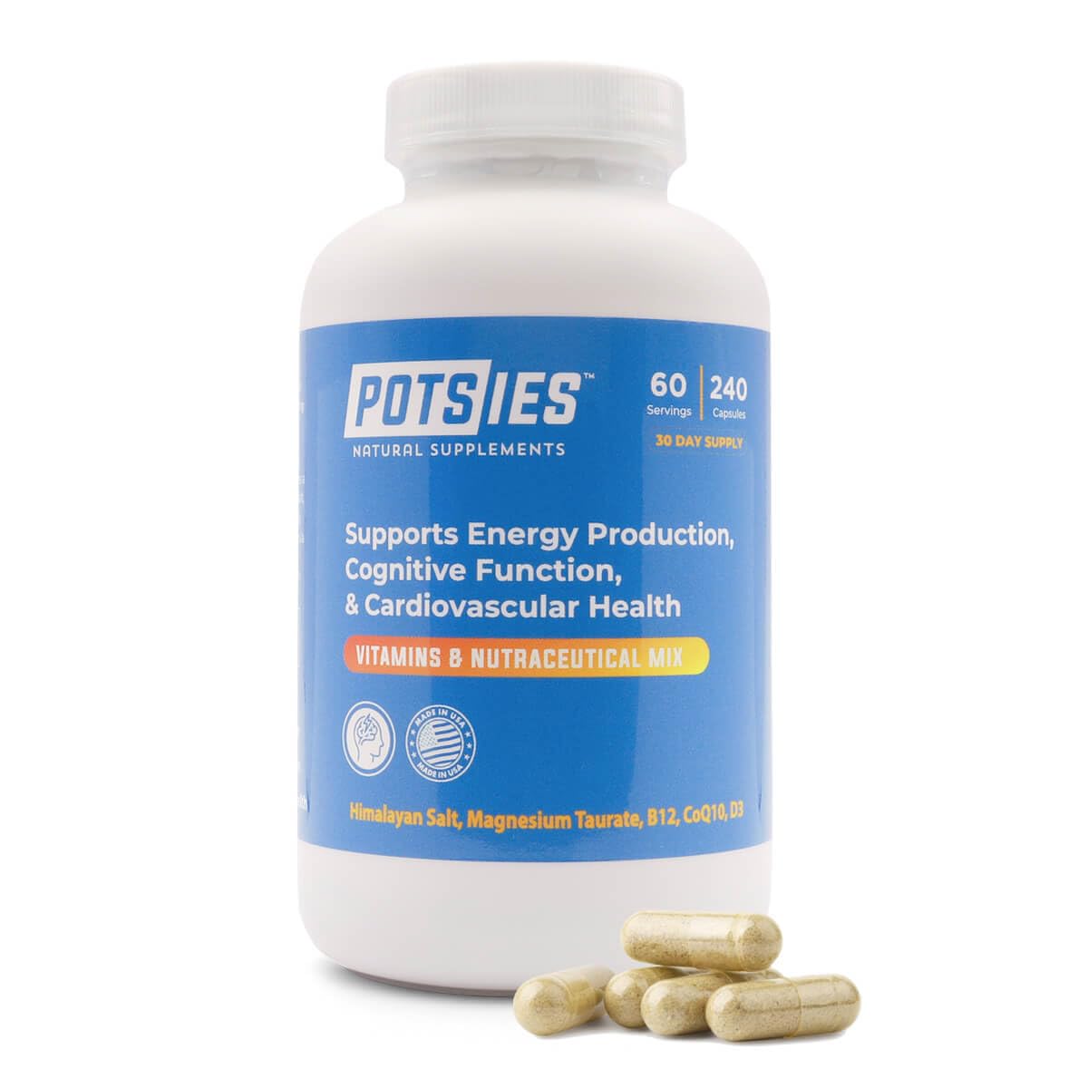Potsies POTS Supplement Vitamin & Nutraceutical Mix Capsules for Pots Syndrome | POTS Management Essentials | 240 Capsules - 30 Day Supply Potsies buy supplements canada