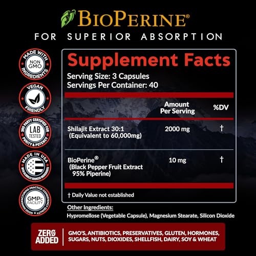 Pure Himalayan Shilajit Capsules Supplement (60,000mg+ Absorption Enhancer+50% Rainbow Nutrients, LLC buy supplements canada