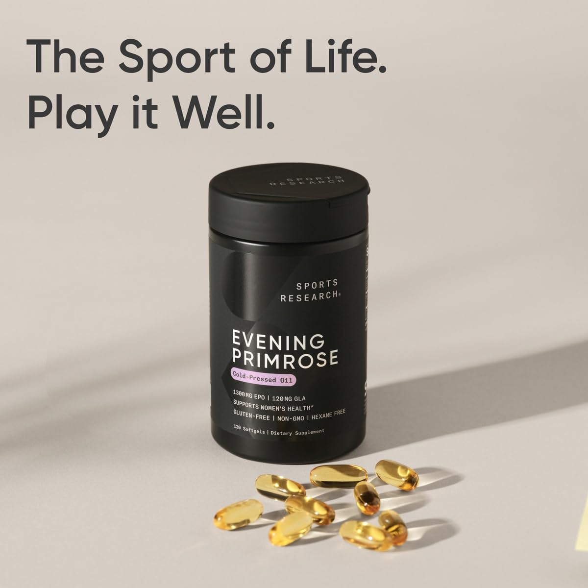 Sports Research Evening Primrose Supplement from Cold Pressed Oil - Softgels for Women’s Health & Skin Health - Gluten Free & Non-GMO GLA - High Potency 1300mg, 120 Count Sports Research buy supplements canada
