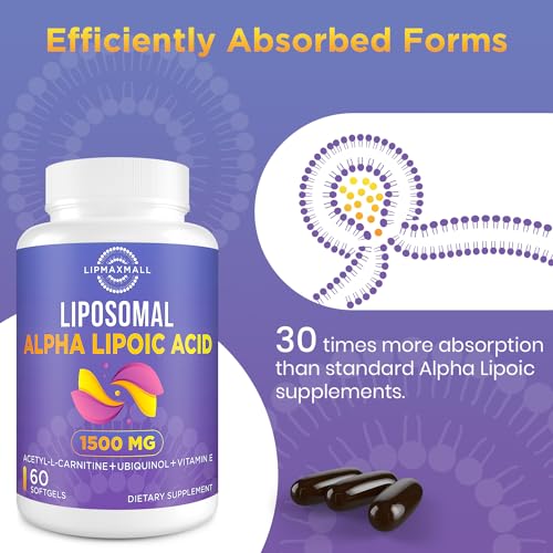 Liposomal Alpha Lipoic Acid 1500mg - with Acetyl-L-Carnitine 900mg & Ubiquinol 100mg lipmaxmall buy supplements canada
