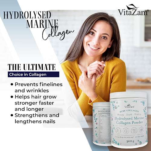 Vitazam Pure Marine Collagen Powder - 100% Hydrolysed Collagen Peptides for Hair Skin and Nails VitaZam buy supplements canada