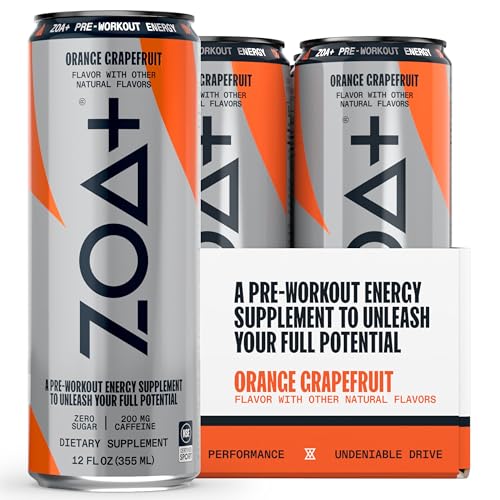ZOA Energy Drink & ZOA+ Pre-Workout Bundle, Orange Grapefruit and Wild Orange, 12 Fl Oz ZOA buy supplements canada