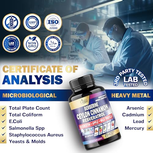 Ceylon Cinnamon 15000mg Berberine 3000mg Quercetin 2000mg Supplement - Support Organic Cadane buy supplements canada