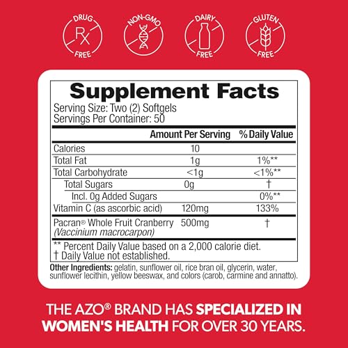 AZO Cranberry Supplement, Made with Concentrated Whole Fruit Cranberry Powder to Help Cleanse and Protect the Urinary Tract AZO buy supplements canada
