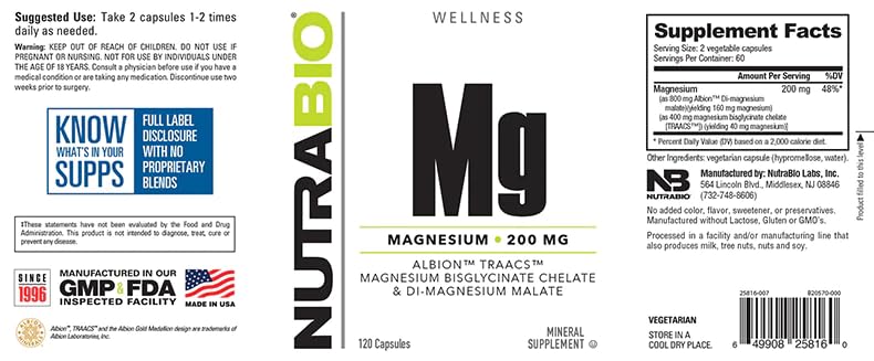 NutraBio Magnesium Supplement, Magnesium Glycinate for Sleep, Biglycinate, D-Magnesium Malate, Muscle & Nerve Support, for Men and Women, 120 Vegetable Capsules NutraBio buy supplements canada