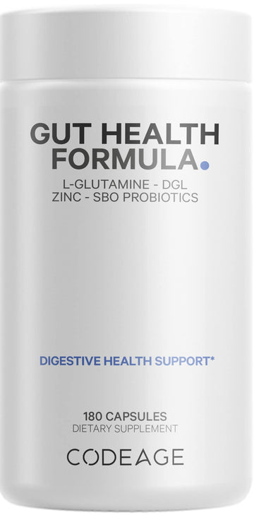 Codeage Gut Health Supplements Vegan Formula - L Glutamine, Zinc, Turkey Tail Mushroom Powder, Tonic Mushroom, Maitake, Micro Algae, Mineral, Licorice Root DGL - Probiotics, Prebiotics - 180 Capsules Codeage buy supplements canada