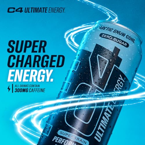C4 Ultimate Sugar Free Energy Drink 16oz (Pack of 12) | Arctic Snow Cone | Pre Workout Cellucor buy supplements canada