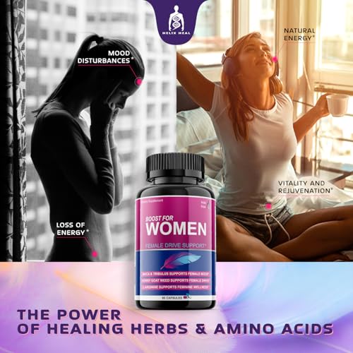 Helix Heal Libido Booster for Women Fast Acting with Horny Goat Weed - Female Desire Pills with Maca Root, Tribulus Terrestris, Ginseng and Hornygoatweed Women - Hormone Balance, Made in USA (60 ct) Helix Heal buy supplements canada