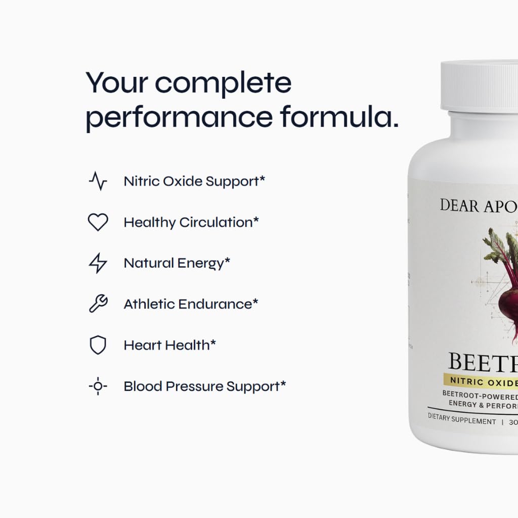 Dear Apothecary Organic Beetroot Capsules | 1300mg Beet Root Powder | Nitric Oxide Precursor | 60 Vegetarian Capsules | Non-GMO, Gluten Free, Vegan Dear Apothecary buy supplements canada