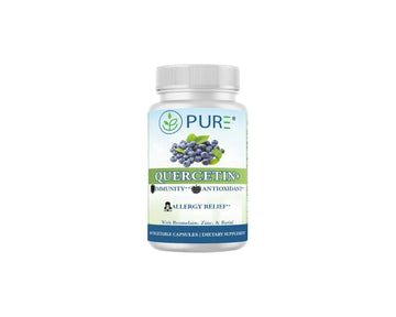 PURE® Quercetin+ with Zinc, Bromelain, Rutin Immune Shield - 60 Capsules - High Bioavailability Antioxidant Complex for Respiratory Health & Viral Defense - Made in USA PURE buy supplements canada