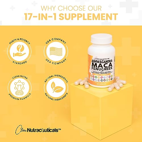 Ashwagandha 5000mg Maca Root 2000mg Fenugreek 3000mg Suppleme Clean Nutraceuticals buy supplements canada