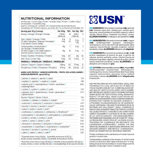 USN Whey+ Strawberry Protein Powder 2kg - Muscle Building & Recovery Protein Shakes USN buy supplements canada