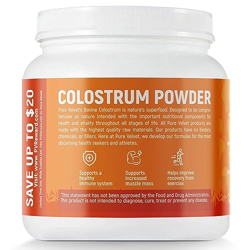 Pure Velvet Colostrum Powder for Gut Health, Bloating, Hair Growth, Immune Support Pure Velvet buy supplements canada