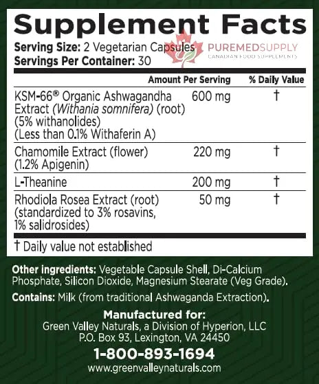 GREEN VALLEY NATURALS My Sleep Miracle Vegan Sleep Support Supplement | Melatonin-Free Formula | Ashwagandha, Chamomile & L-Theanine | Promotes Calm, Relaxation & Restful Sleep | 60 Capsules GREEN VALLEY NATURALS buy supplements canada