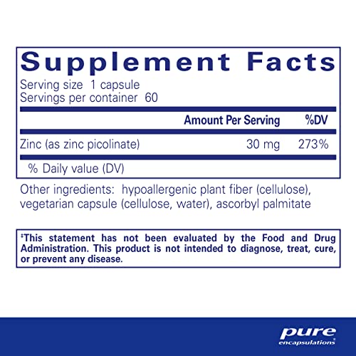 Pure Encapsulations Zinc 30 mg - Highly Absorbable - 60 Capsules Pure Encapsulations buy supplements canada