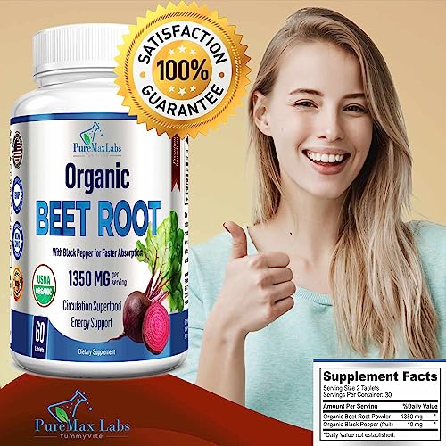 YUMMYVITE Organic Beet Root Powder Tablets - 1350mg with Black Pepper for Faster YUMMYVITE buy supplements canada