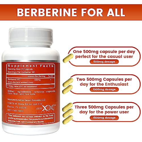 GENEX Berberine HCl 500mg (90 Capsules) | Powerful AMPK Activator, Supports Heart Genex Formulas buy supplements canada