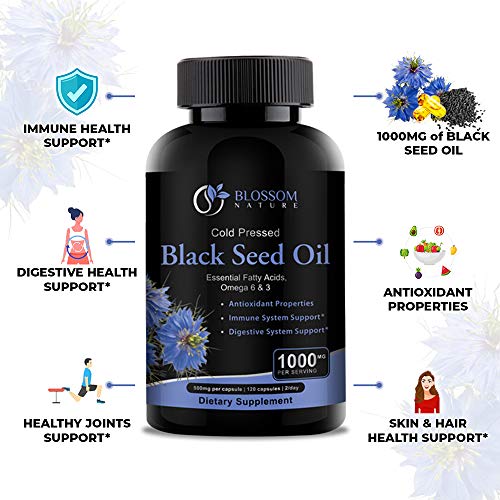 Black Seed Oil Capsules 1000mg - Premium Black Cumin Seed Oil Capsules - Black Seed Blossom Nature buy supplements canada
