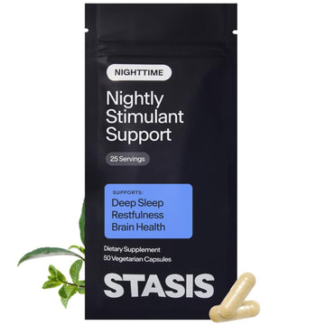 STASIS Nighttime Supplement for Men & Women with Magnesium, Melatonin, Zinc & Botanical Extracts, Evening Routine Support Capsules for Bedtime Use, Vegan, Non GMO, 25 Servings, 1 Month Supply STASIS buy supplements canada
