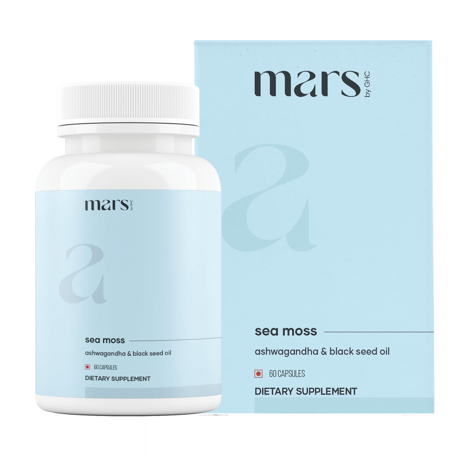 Mars Sea Moss Caps Surge Natural (60N) | Packed with 84 Essential Minerals | Powered with Black Seed Oil, Surgemax & Vitamin D3 | Overall Well-Being - Pack of 3 mars by GHC buy supplements canada