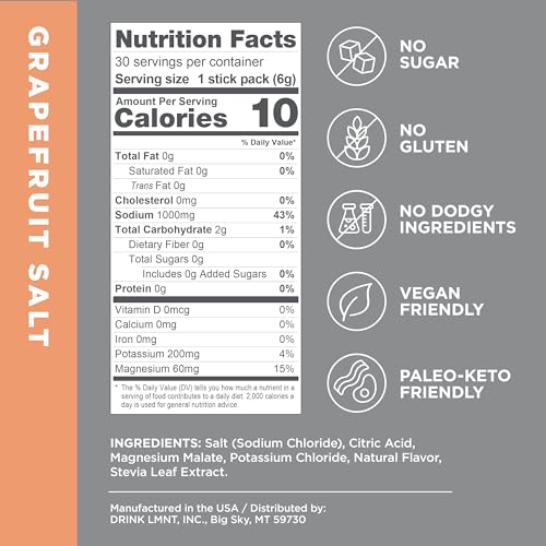 LMNT Zero-Sugar Electrolytes - Grapefruit Salt - Hydration Powder Packets | No Dodgy Drink LMNT buy supplements canada