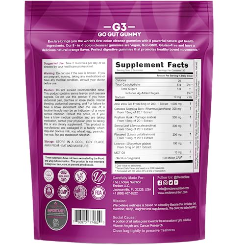 Colon Cleanse Gummies. Chewable, Gentle, Vegan Colon Detox Cleanser. Natural Laxative THE ENCLARE NUTRITION buy supplements canada