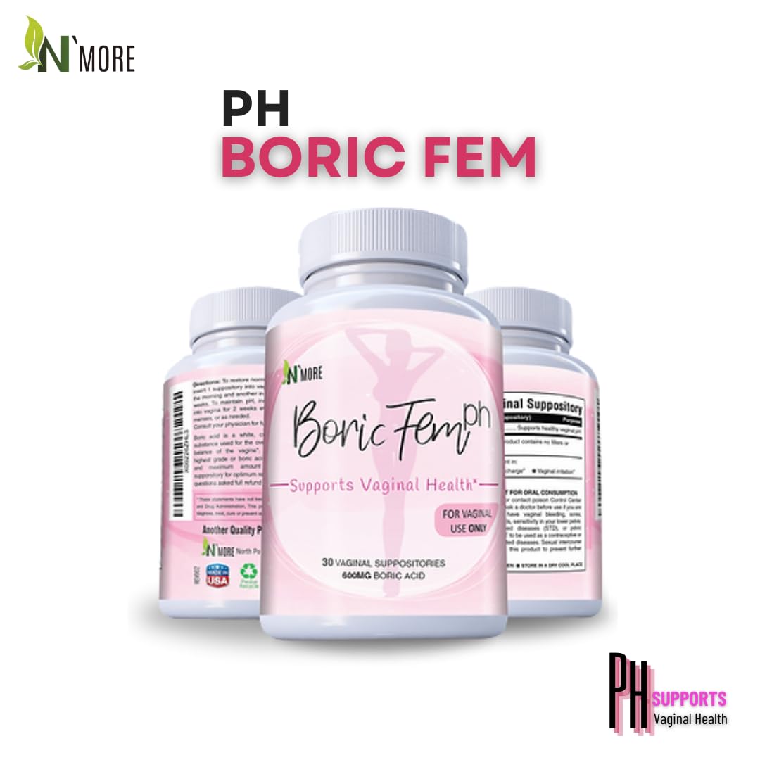 N'More Boric Acid Vaginal Suppositories- 100% Pure - Made in USA- Boricfem Vaginal Health Supplement- 30 Servings (Pack of 1) N'More buy supplements canada