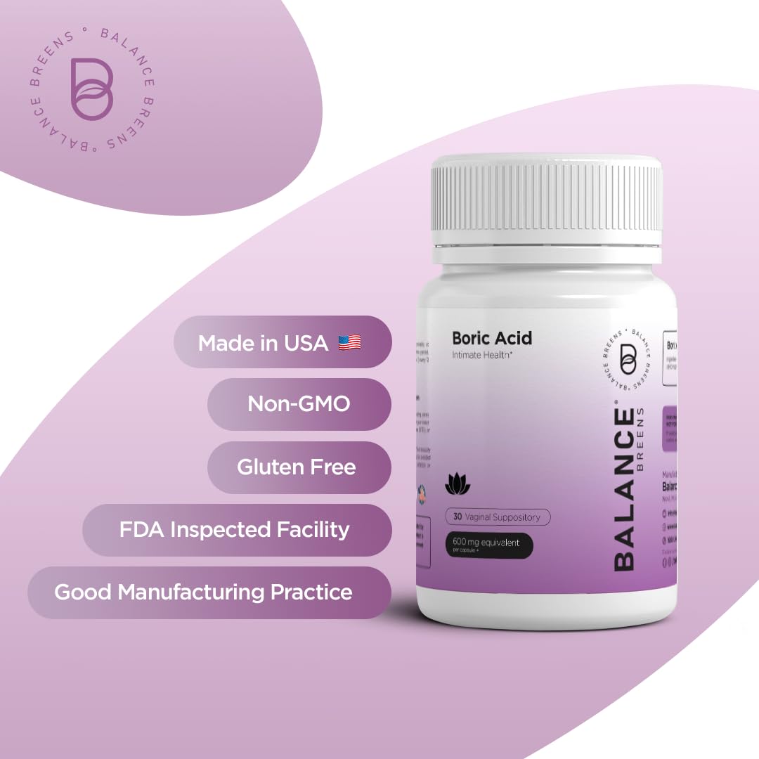 Boric Acid Suppositories for Women 600 mg - 30 Vaginal Use Capsules - ph Balance Pills, Odor Control Balancebreens buy supplements canada