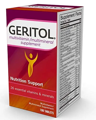 Geritol Multi-Vitamin Nutritional Support Tablets, Balance of 26 Essential Vitamins and Minerals, 100-Count Bottles (Pack of 2) Geritol buy supplements canada