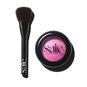 Saie Blush & Brush Duo - SuperSuede Baked Blush in Bella (.01 oz) & Powder Blush Brush - Talc-Free, Moisturizing Blush with Vegan, Fluffy Brush for Seamless Application Saie buy supplements canada