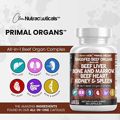 Grass Fed Beef Liver Capsules 3000mg - Premium Quality Beef Organs Clean Nutraceuticals buy supplements canada