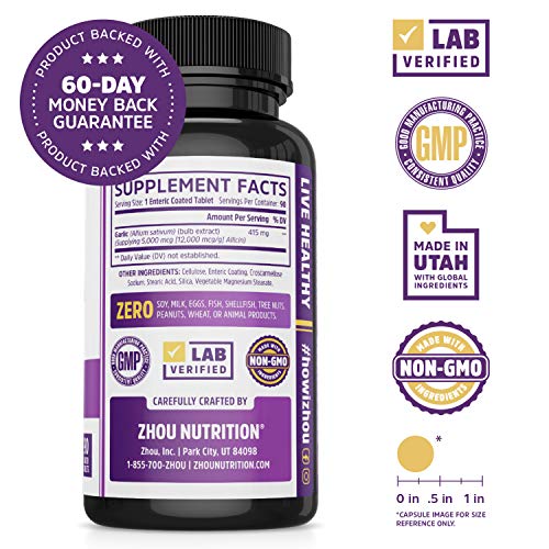 Zhou Nutrition Garlic Supplement With Allicin, Extra Strength 5000mcg Allicin Per Serving Zhou Nutrition buy supplements canada