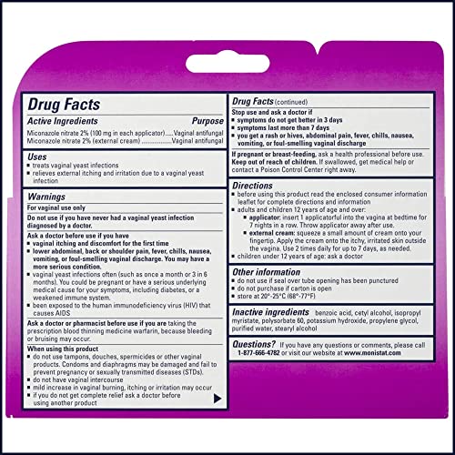 Monistat 7 Day Yeast Infection Treatment for Women, 7 Miconazole Cream Applications with Disposable Monistat buy supplements canada