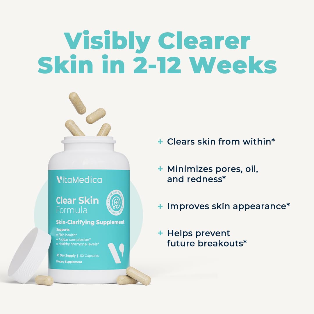 VitaMedica Clear Skin Vitamin Formula | Noncystic Acne Supplement for Skin Clearing | Breakout Treatment for Women and Men | Vitamins A, C, E, Selenium, Chromium, and Zinc for Skin Health | 2 Pack VitaMedica buy supplements canada