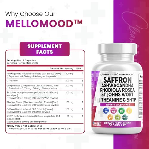 Clean Saffron Supplements with Ashwagandha 8000mg - Mood Support with L-Theanine Clean Nutraceuticals buy supplements canada