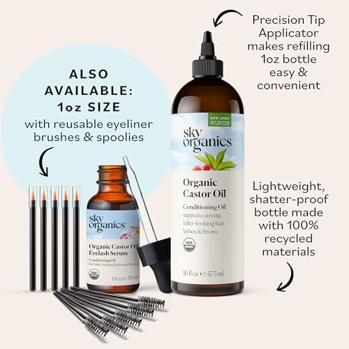 Sky Organics Organic Castor Oil (16 oz) USDA Certified Organic, 100% Pure, Cold Pressed Sky Organics buy supplements canada