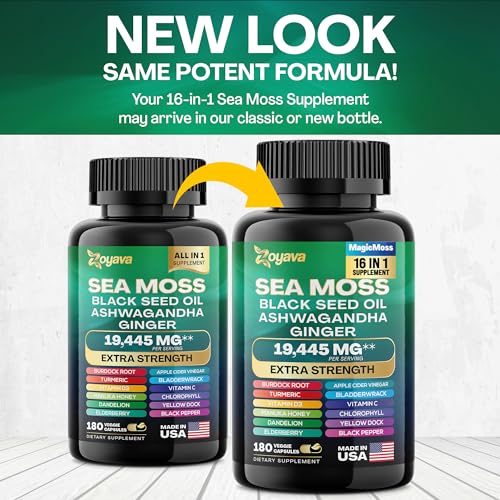 Sea Moss 7000mg Black Seed Oil 4000mg Ashwagandha 2000mg Turmeric 2000mg Zoyava buy supplements canada