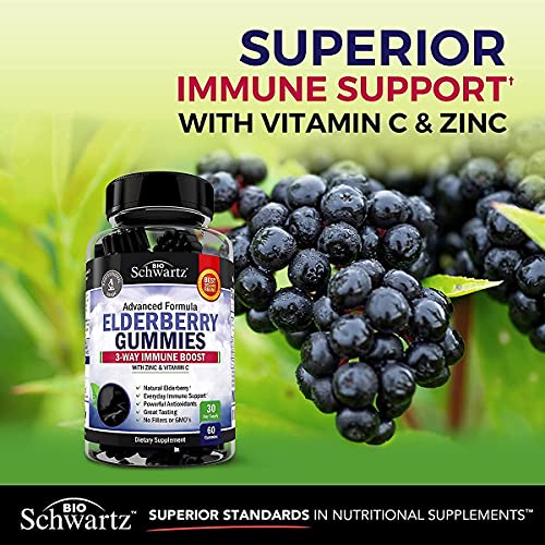 Elderberry Gummies with Zinc and Vitamin C for Adults & Kids - Natural Immune Support BioSchwartz buy supplements canada