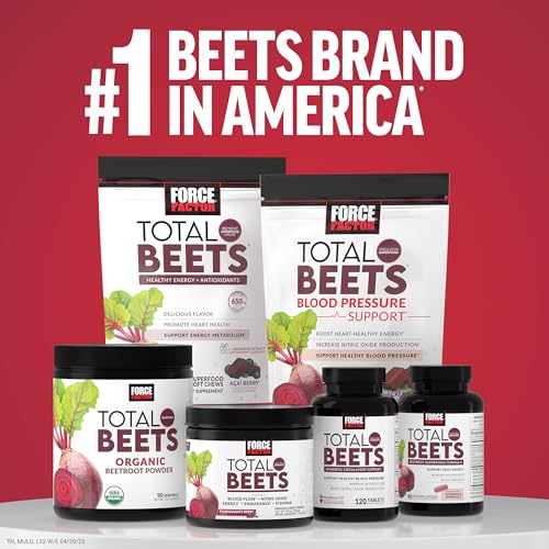 Force Factor Total Beets Ultimate Heart Health Chews for Blood Pressure Support, with Beetroot Powder, CoQ10, B Vitamins & Grapeseed Extract for Blood Flow & Energy Force Factor buy supplements canada