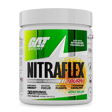 GAT SPORT NITRAFLEX Burn, Pre Workout Thermogenic Powder, Apple Melon, 30 Servings GAT SPORT buy supplements canada