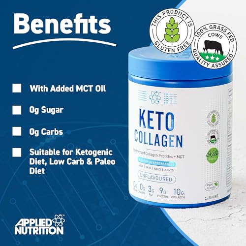 Applied Nutrition Keto Protein Powder, Hydrolysed Collagen Peptides + MCT Healthy Fats & Skin, Ketogenic & Paleo Diet Applied Nutrition buy supplements canada